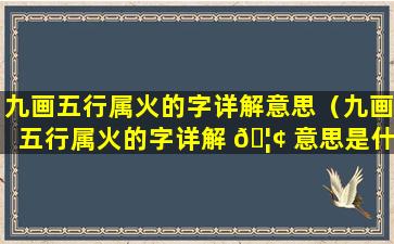 九画五行属火的字详解意思（九画五行属火的字详解 🦢 意思是什么）